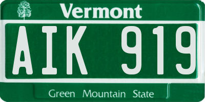 VT license plate AIK919