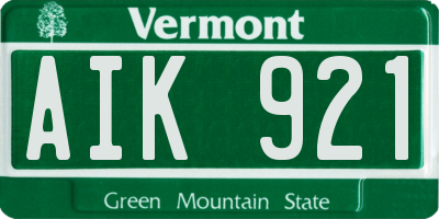 VT license plate AIK921