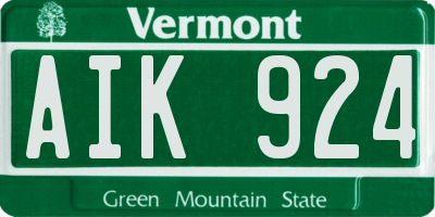VT license plate AIK924