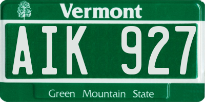 VT license plate AIK927