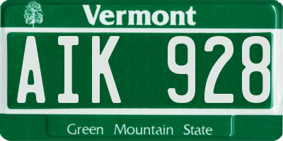 VT license plate AIK928