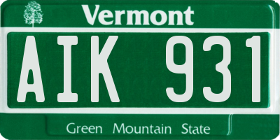 VT license plate AIK931