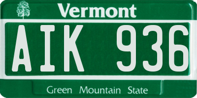 VT license plate AIK936