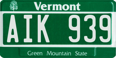 VT license plate AIK939
