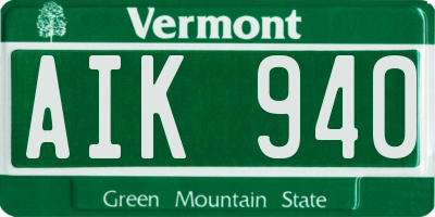 VT license plate AIK940