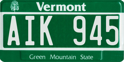 VT license plate AIK945