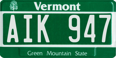 VT license plate AIK947