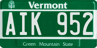 VT license plate AIK952