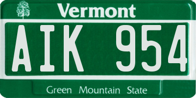 VT license plate AIK954