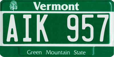 VT license plate AIK957