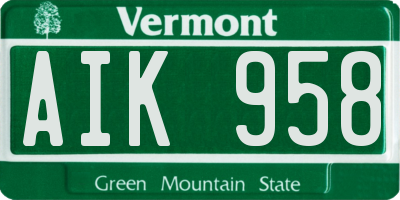 VT license plate AIK958