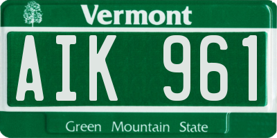 VT license plate AIK961