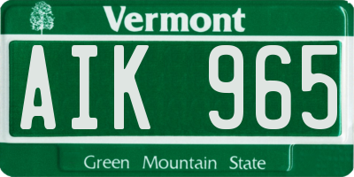 VT license plate AIK965