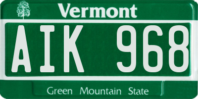 VT license plate AIK968