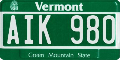 VT license plate AIK980