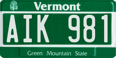 VT license plate AIK981