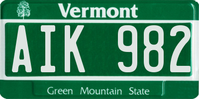 VT license plate AIK982
