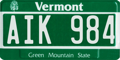 VT license plate AIK984