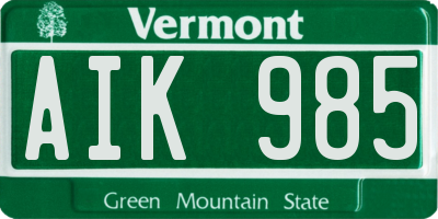 VT license plate AIK985
