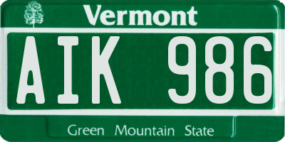 VT license plate AIK986