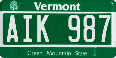 VT license plate AIK987