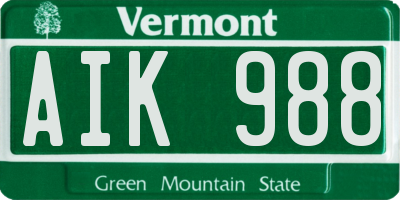 VT license plate AIK988