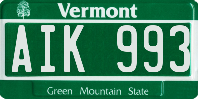 VT license plate AIK993