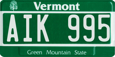 VT license plate AIK995