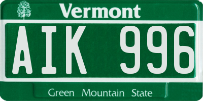 VT license plate AIK996