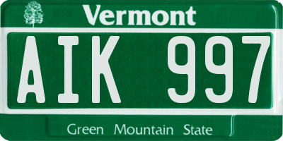 VT license plate AIK997