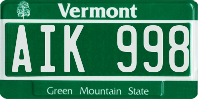 VT license plate AIK998