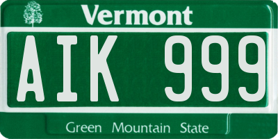 VT license plate AIK999