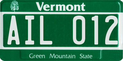 VT license plate AIL012