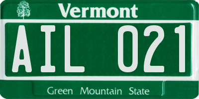 VT license plate AIL021