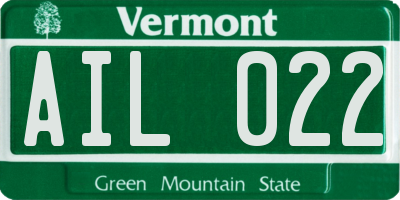 VT license plate AIL022