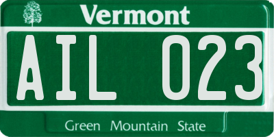 VT license plate AIL023