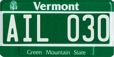 VT license plate AIL030