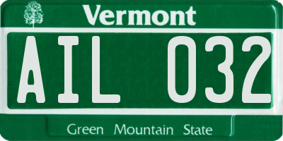VT license plate AIL032