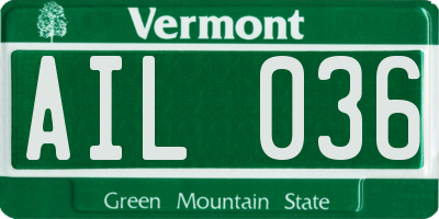 VT license plate AIL036