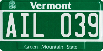 VT license plate AIL039