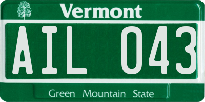VT license plate AIL043