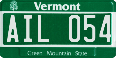 VT license plate AIL054