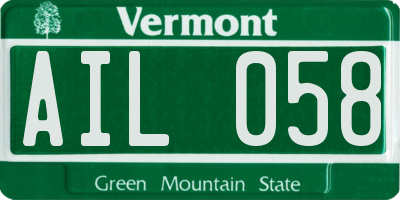 VT license plate AIL058