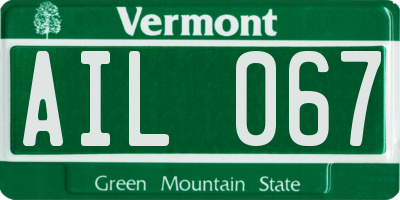 VT license plate AIL067