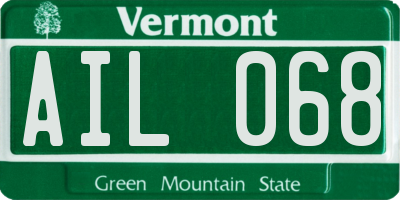 VT license plate AIL068