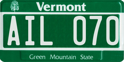 VT license plate AIL070