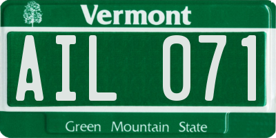 VT license plate AIL071