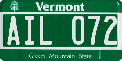 VT license plate AIL072