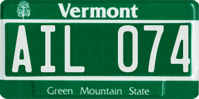 VT license plate AIL074