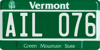 VT license plate AIL076